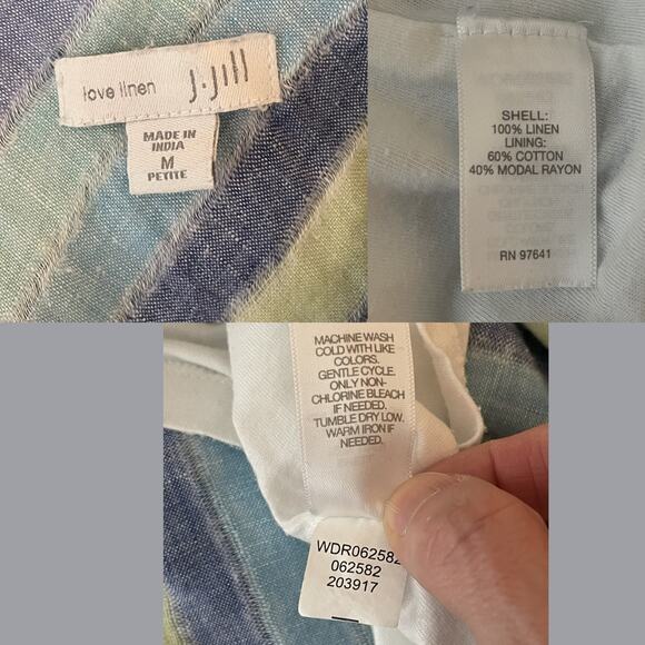 J Jill Love Linen Petite‎ M Striped Linen Maxi Dress Summer Coastal Casual Lined - Picture 12 of 14